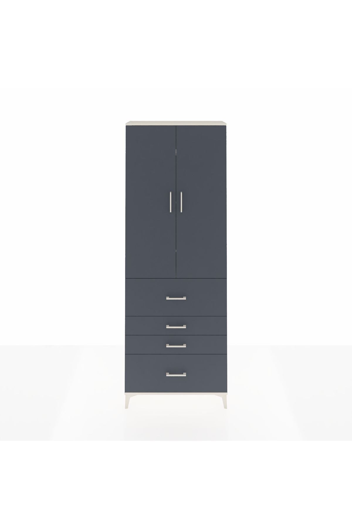 Arges Dolap 4 Raflı 4 Çekmeceli 2 Kapaklı 88x30x243 Aytaşı-Antrasit