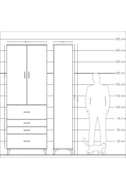 Arges Dolap 4 Raflı 4 Çekmeceli 2 Kapaklı 88x30x243 Aytaşı-Aytaşı