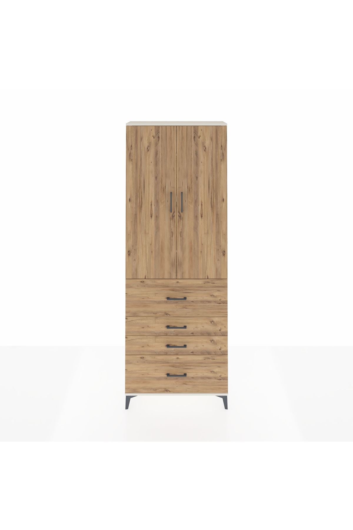 Arges Dolap 4 Raflı 4 Çekmeceli 2 Kapaklı 88x30x243 Aytaşı-Çam