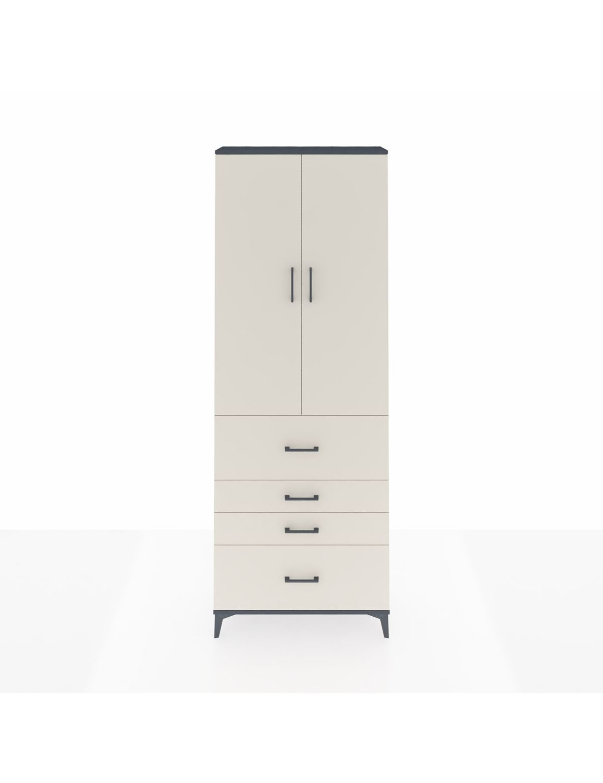 Arges Dolap 4 Raflı 4 Çekmeceli 2 Kapaklı 88x30x243 Antrasit-Aytaşı