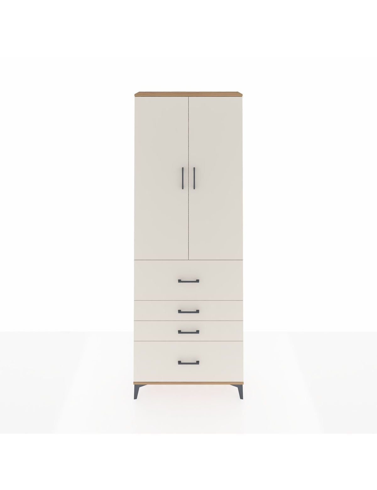 Arges Dolap 4 Raflı 4 Çekmeceli 2 Kapaklı 88x30x243 Çam-Aytaşı