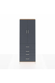 Arges Dolap 4 Raflı 4 Çekmeceli 2 Kapaklı 88x30x243 Çam-Antrasit