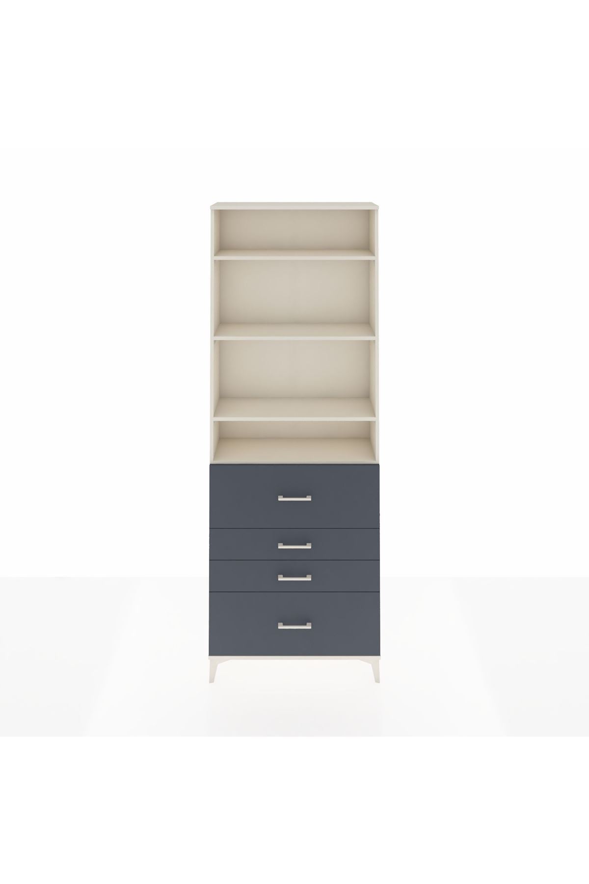 Arges Dolap 4 Raflı 4 Çekmeceli 88x30x243 Aytaşı-Antrasit