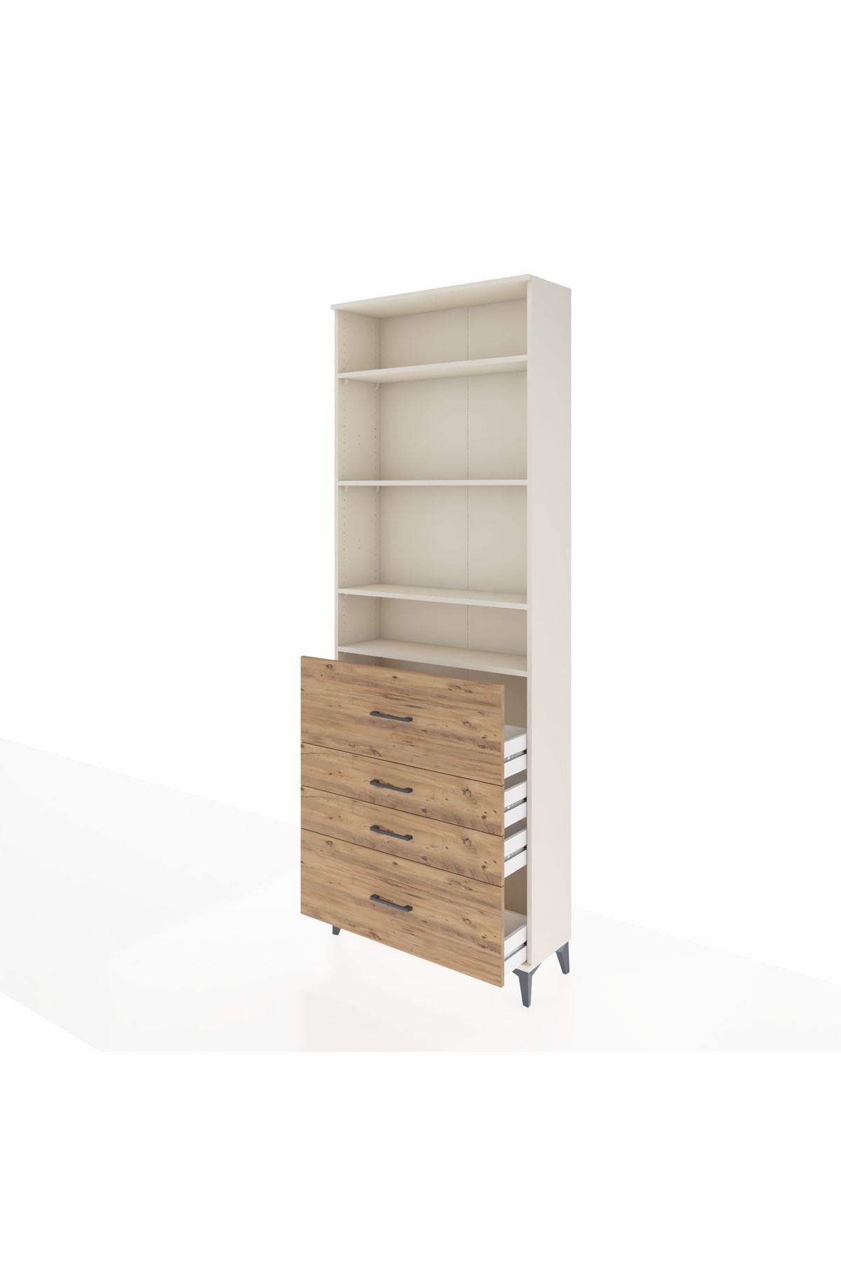 Arges Dolap 4 Raflı 4 Çekmeceli 88x30x243 Aytaşı-Çam