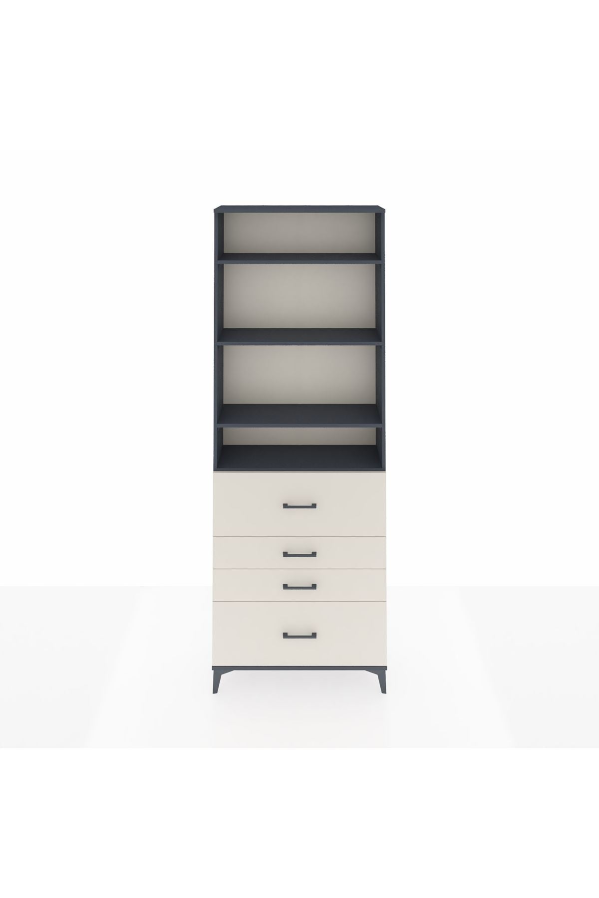 Arges Dolap 4 Raflı 4 Çekmeceli 88x30x243 Antrasit-Aytaşı