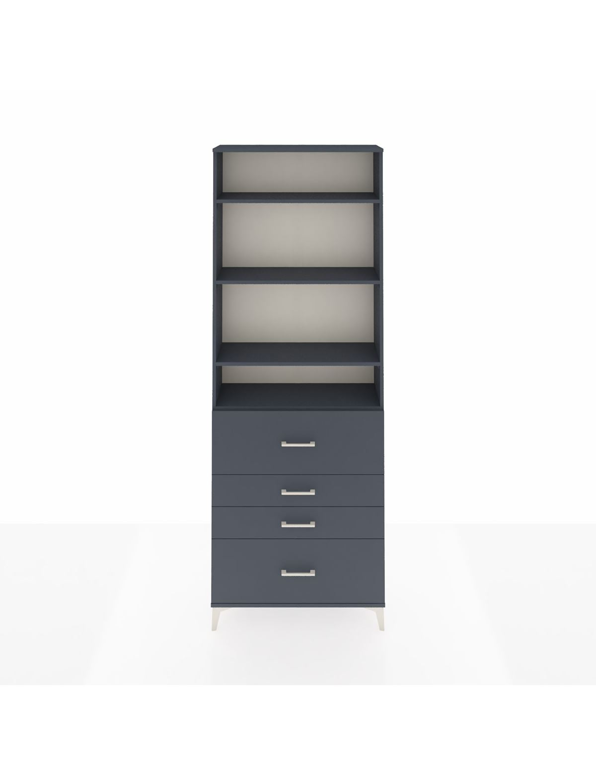 Arges Dolap 4 Raflı 4 Çekmeceli 88x30x243 Antrasit-Antrasit