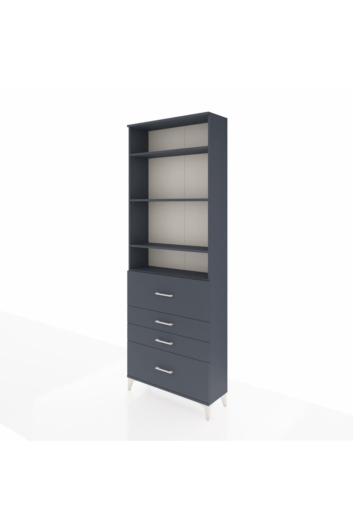 Arges Dolap 4 Raflı 4 Çekmeceli 88x30x243 Antrasit-Antrasit