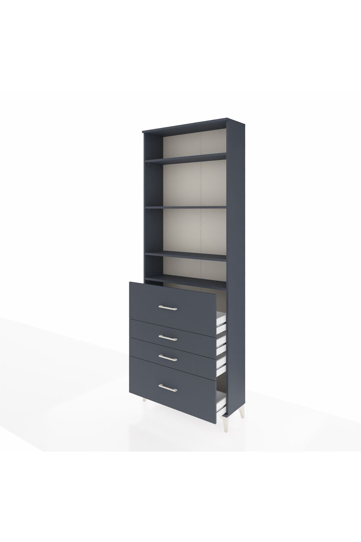 Arges Dolap 4 Raflı 4 Çekmeceli 88x30x243 Antrasit-Antrasit