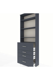 Arges Dolap 4 Raflı 4 Çekmeceli 88x30x243 Antrasit-Antrasit