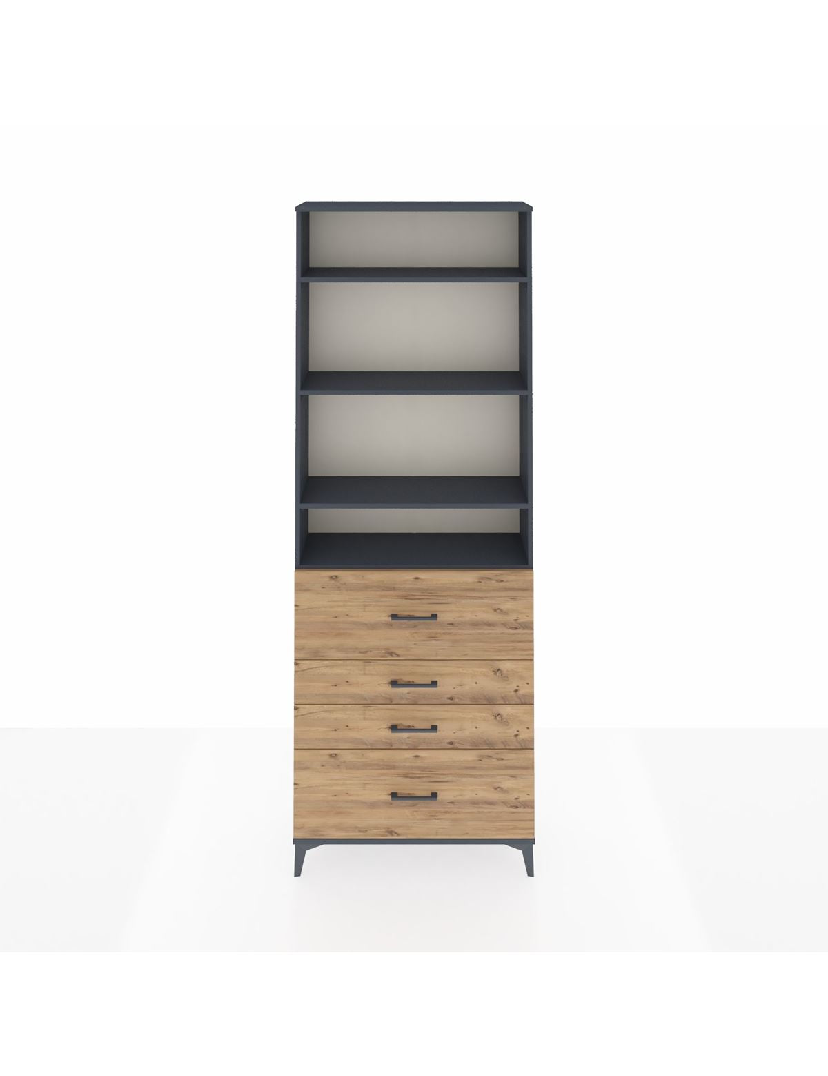 Arges Dolap 4 Raflı 4 Çekmeceli 88x30x243 Antrasit-Çam