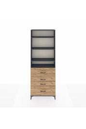 Arges Dolap 4 Raflı 4 Çekmeceli 88x30x243 Antrasit-Çam
