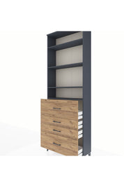 Arges Dolap 4 Raflı 4 Çekmeceli 88x30x243 Antrasit-Çam