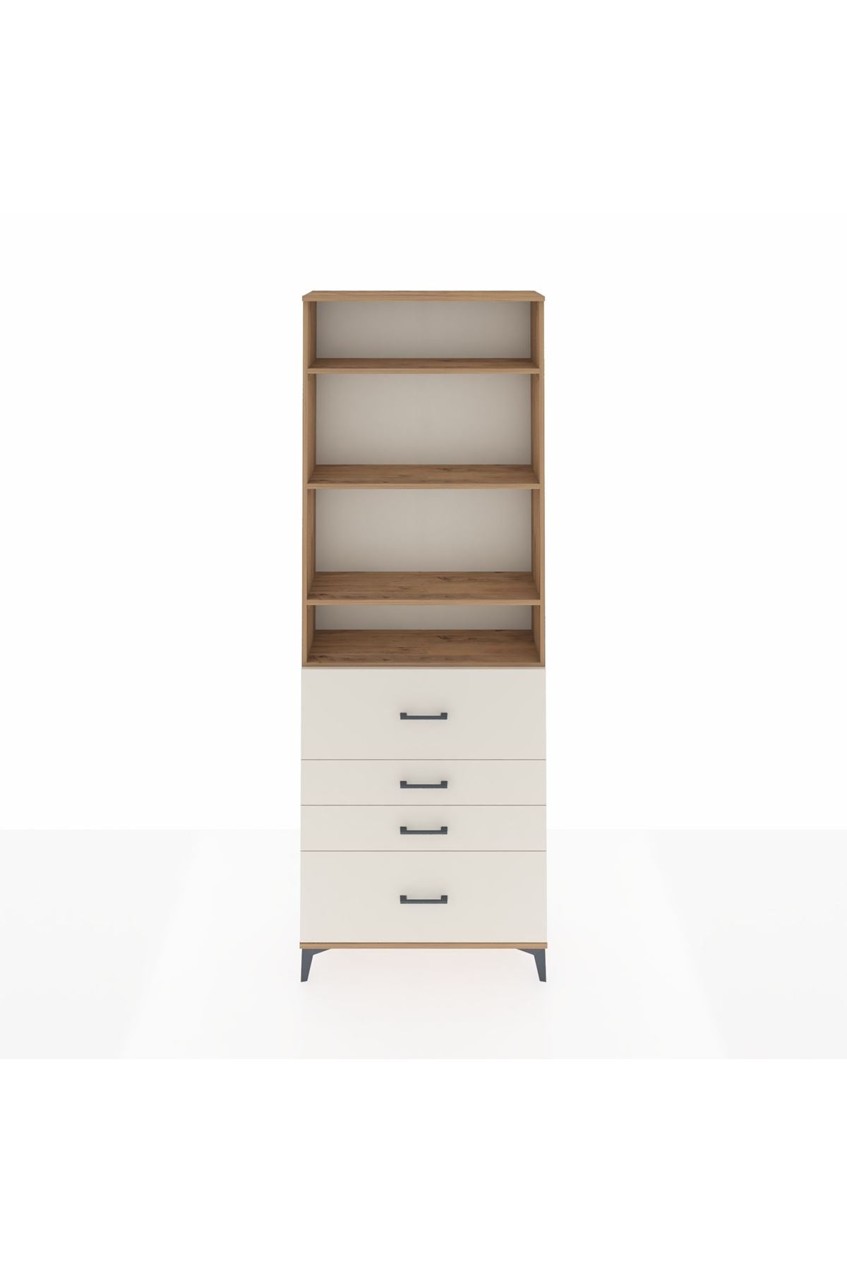 Arges Dolap 4 Raflı 4 Çekmeceli 88x30x243 Çam-Aytaşı