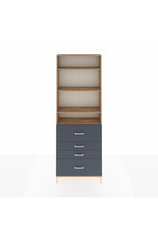 Arges Dolap 4 Raflı 4 Çekmeceli 88x30x243 Çam-Antrasit