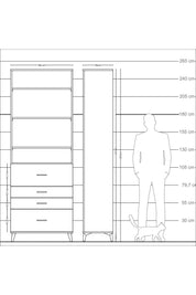 Arges Dolap 4 Raflı 4 Çekmeceli 88x30x243 Çam-Aytaşı