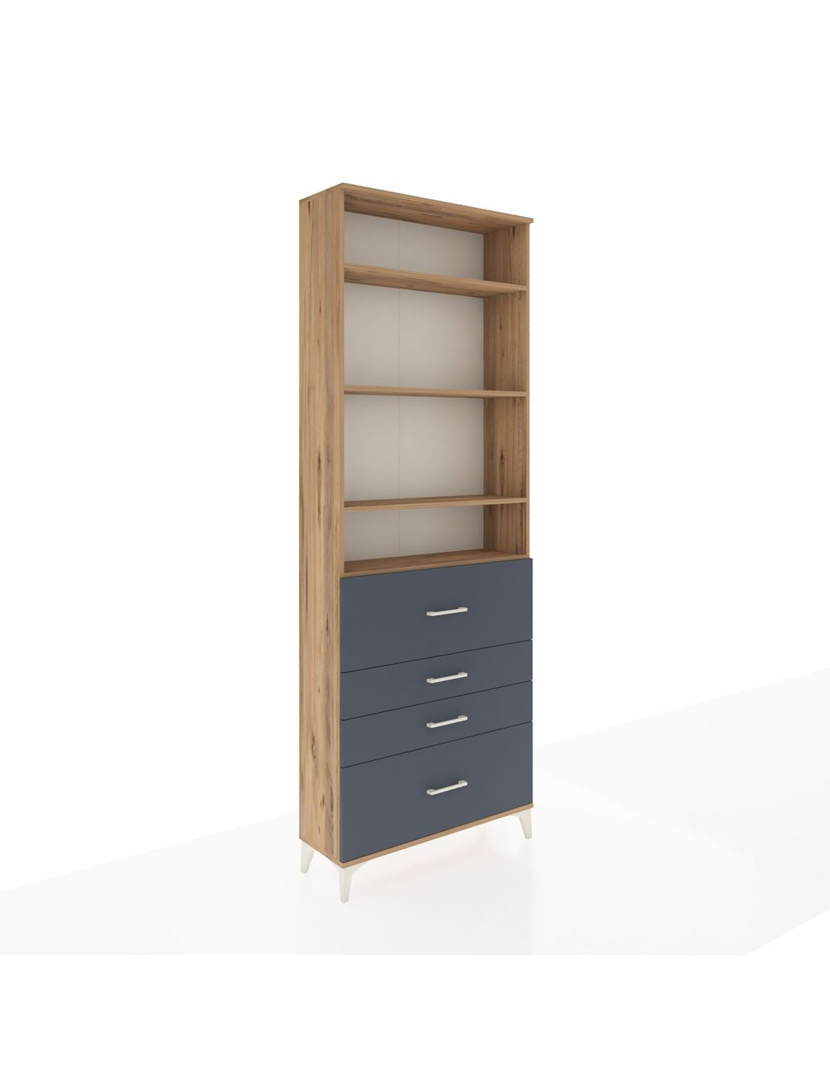 Arges Dolap 4 Raflı 4 Çekmeceli 88x30x243 Çam-Antrasit