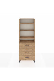 Arges Dolap 4 Raflı 4 Çekmeceli 88x30x243 Çam-Çam