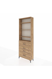 Arges Dolap 4 Raflı 4 Çekmeceli 88x30x243 Çam-Çam