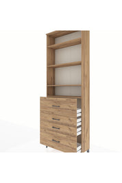 Arges Dolap 4 Raflı 4 Çekmeceli 88x30x243 Çam-Çam