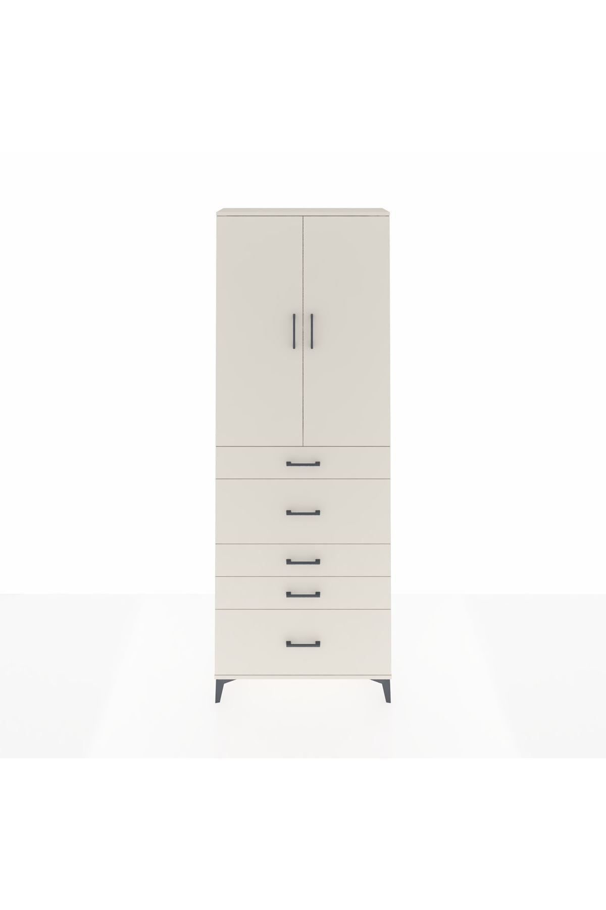 Arges Dolap 4 Raflı 5 Çekmeceli 2 Kapaklı 88x30x243 Aytaşı-Aytaşı