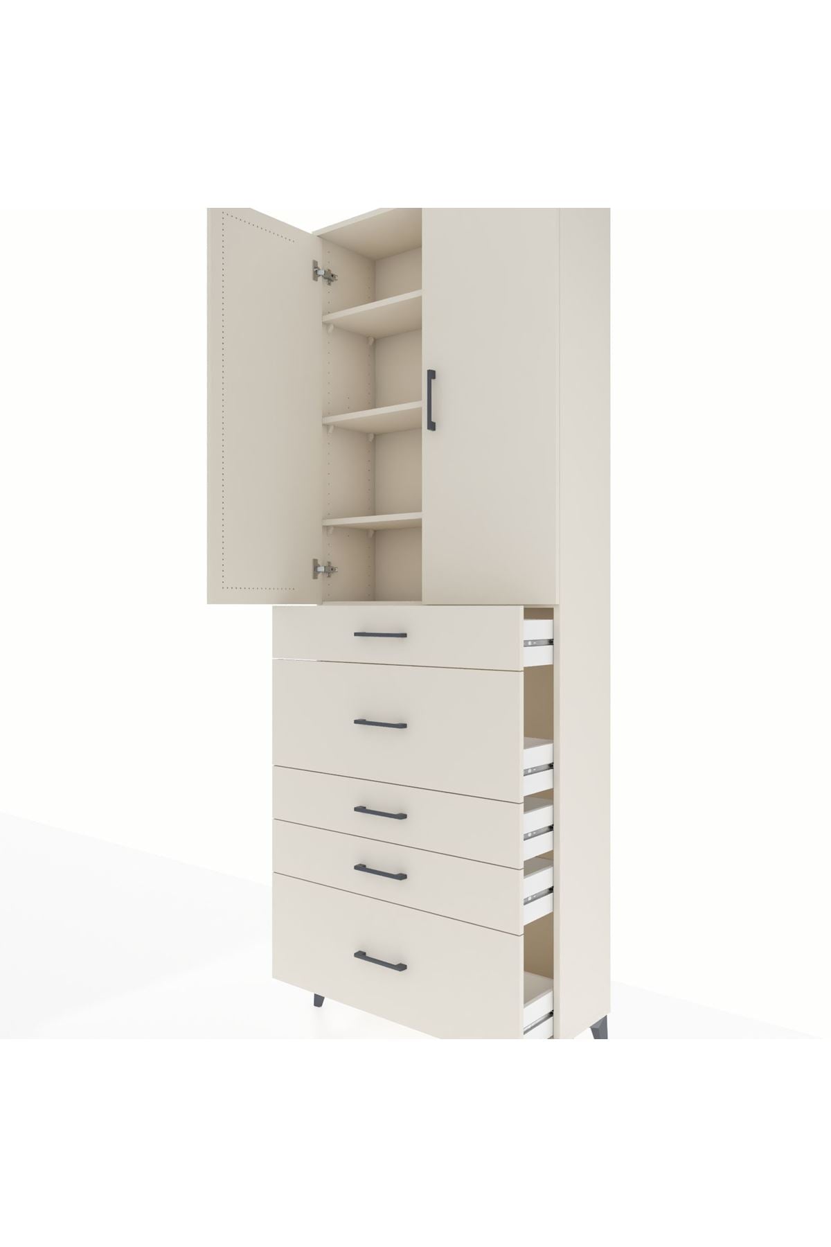 Arges Dolap 4 Raflı 5 Çekmeceli 2 Kapaklı 88x30x243 Aytaşı-Aytaşı