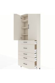 Arges Dolap 4 Raflı 5 Çekmeceli 2 Kapaklı 88x30x243 Aytaşı-Aytaşı