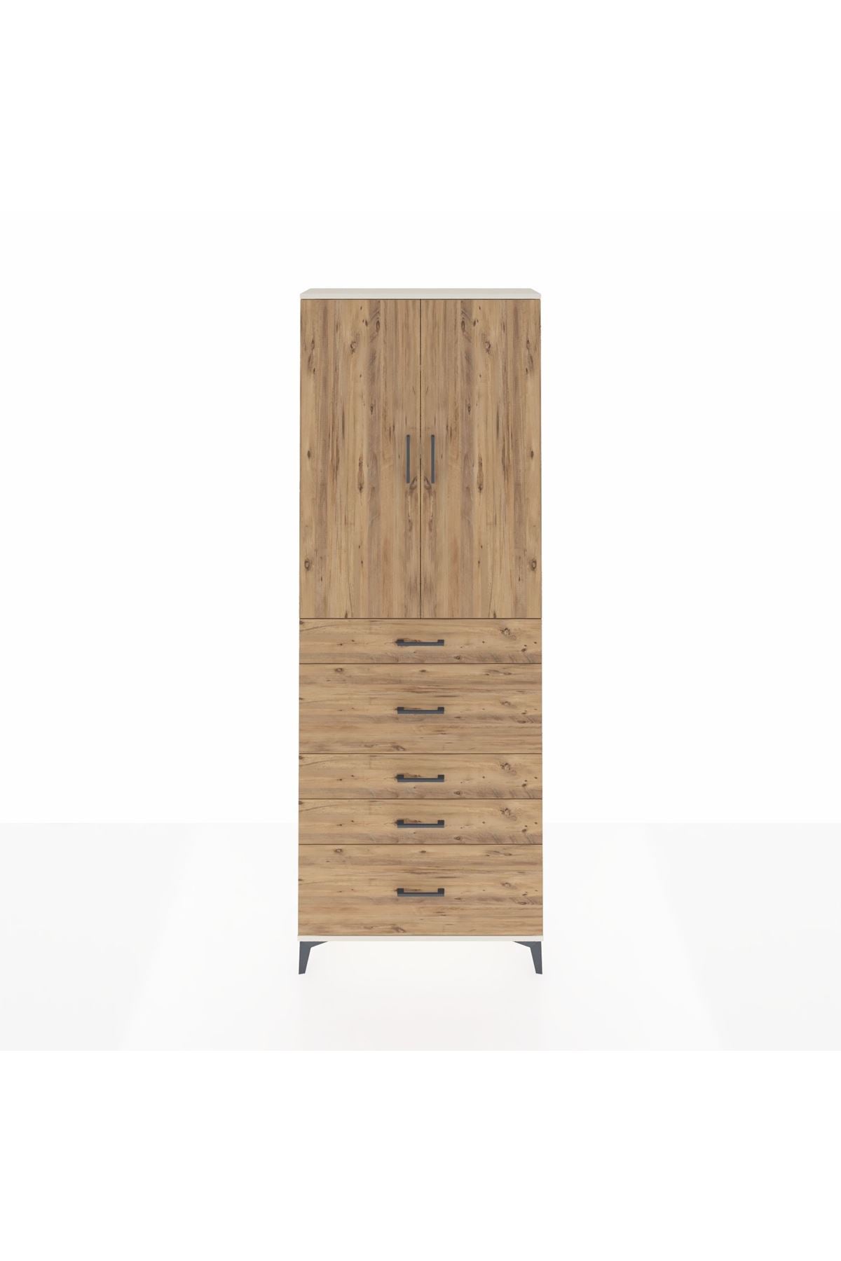 Arges Dolap 4 Raflı 5 Çekmeceli 2 Kapaklı 88x30x243 Aytaşı-Çam