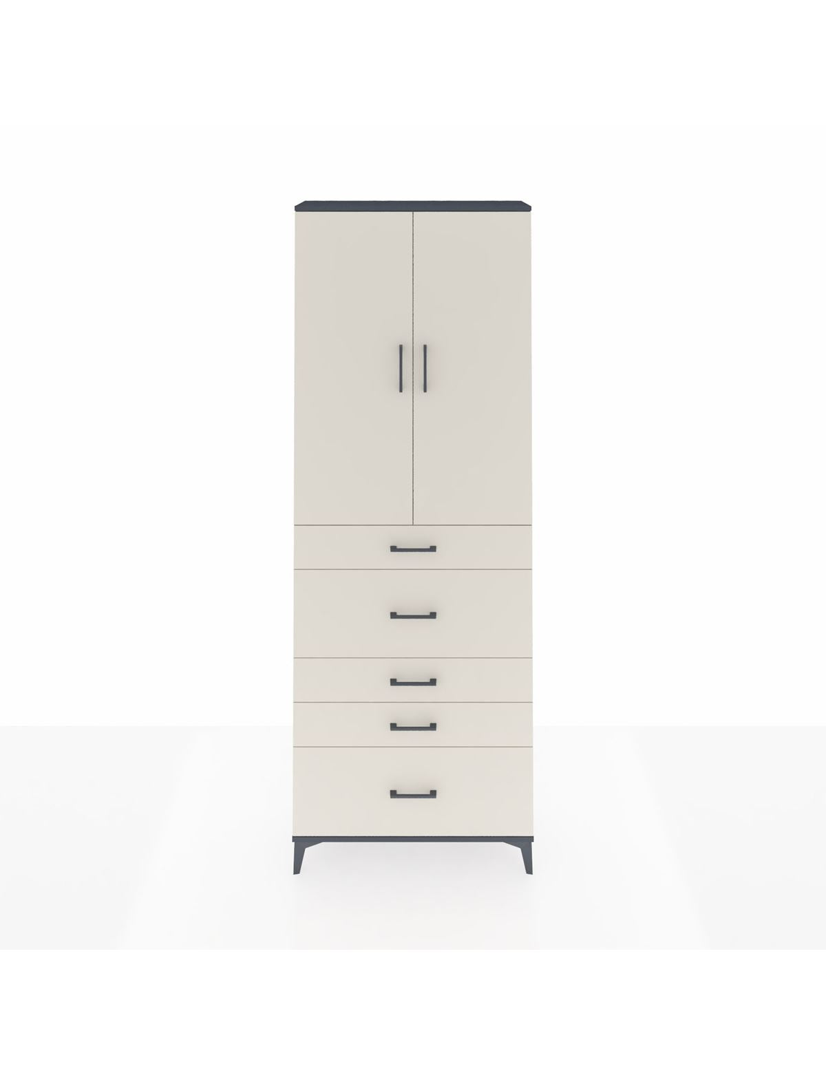 Arges Dolap 4 Raflı 5 Çekmeceli 2 Kapaklı 88x30x243 Antrasit-Aytaşı