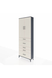 Arges Dolap 4 Raflı 5 Çekmeceli 2 Kapaklı 88x30x243 Antrasit-Aytaşı