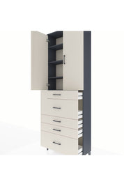 Arges Dolap 4 Raflı 5 Çekmeceli 2 Kapaklı 88x30x243 Antrasit-Aytaşı