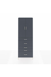 Arges Dolap 4 Raflı 5 Çekmeceli 2 Kapaklı 88x30x243 Antrasit-Antrasit