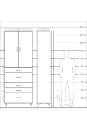 Arges Dolap 4 Raflı 5 Çekmeceli 2 Kapaklı 88x30x243 Antrasit-Antrasit