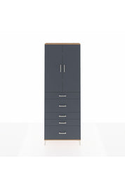 Arges Dolap 4 Raflı 5 Çekmeceli 2 Kapaklı 88x30x243 Çam-Antrasit