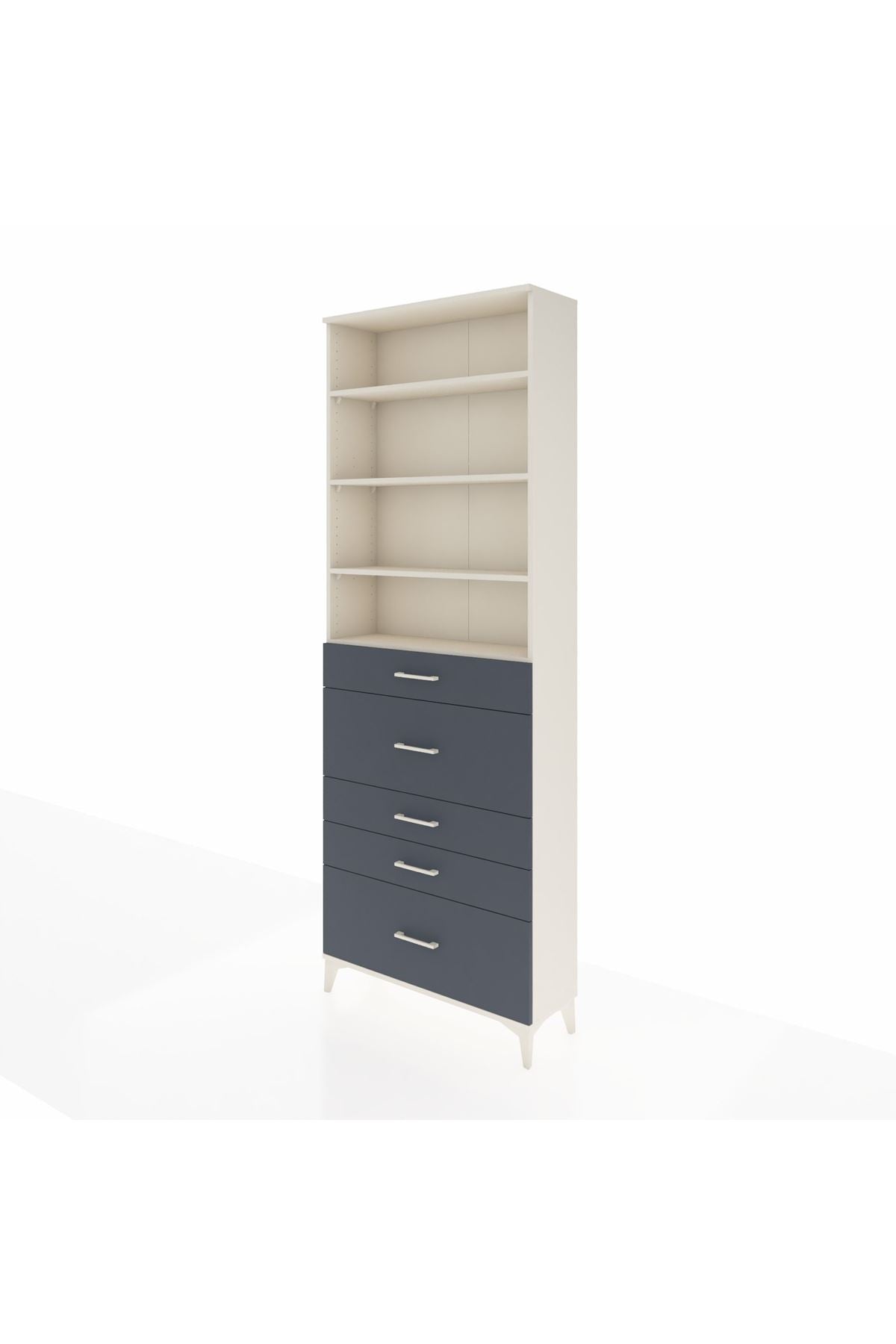 Arges Dolap 4 Raflı 5 Çekmeceli 88x30x243 Aytaşı-Antrasit