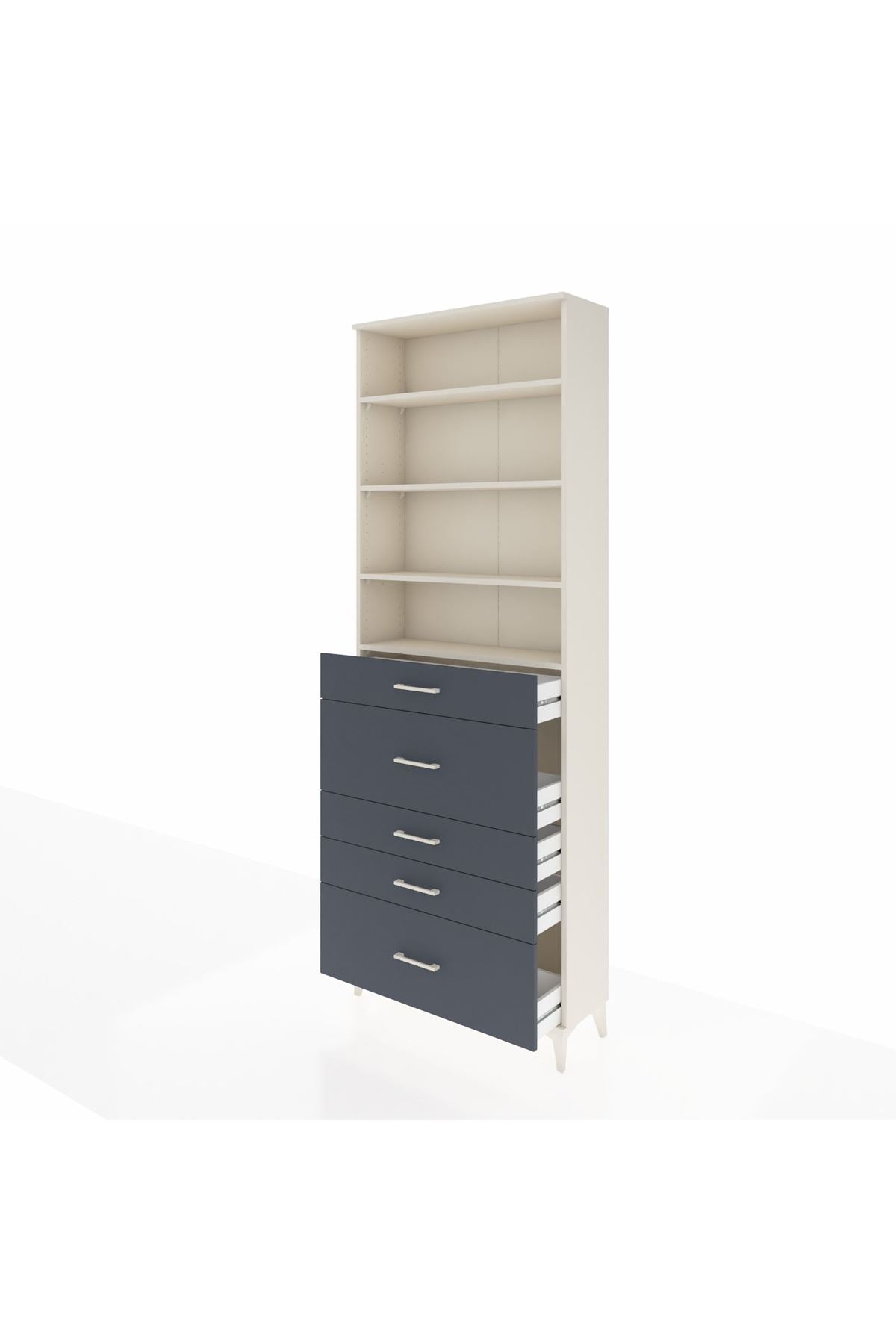 Arges Dolap 4 Raflı 5 Çekmeceli 88x30x243 Aytaşı-Antrasit