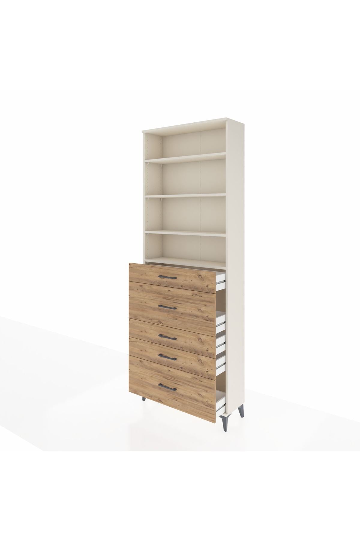 Arges Dolap 4 Raflı 5 Çekmeceli 88x30x243 - S33M160V3A