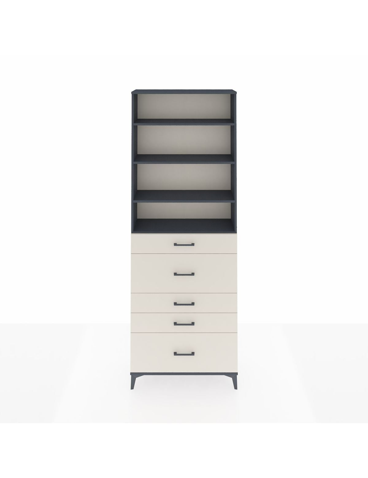 Arges Dolap 4 Raflı 5 Çekmeceli 88x30x243 Antrasit-Aytaşı