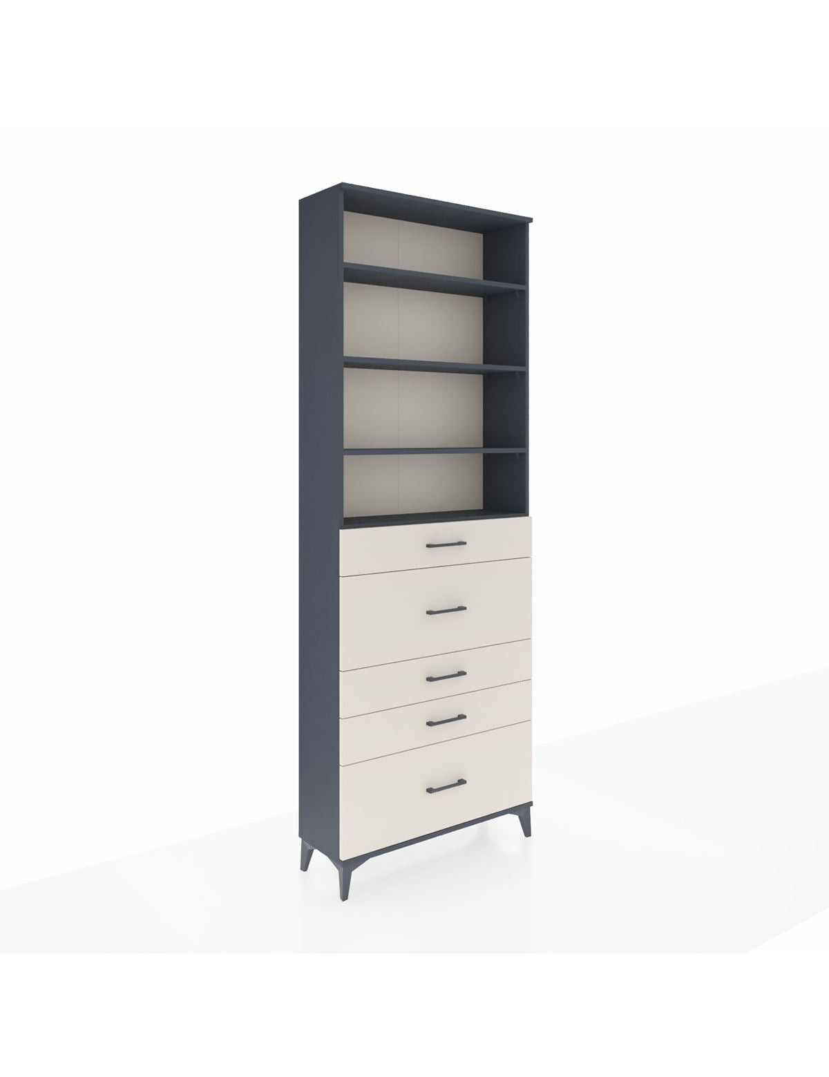 Arges Dolap 4 Raflı 5 Çekmeceli 88x30x243 Antrasit-Aytaşı