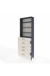 Arges Dolap 4 Raflı 5 Çekmeceli 88x30x243 Antrasit-Aytaşı