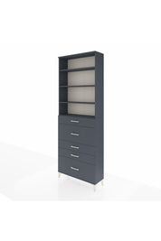 Arges Dolap 4 Raflı 5 Çekmeceli 88x30x243 Antrasit-Antrasit