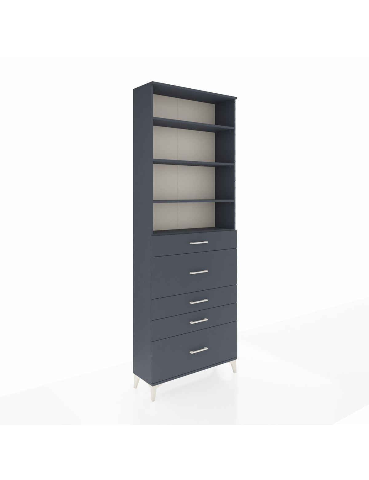 Arges Dolap 4 Raflı 5 Çekmeceli 88x30x243 Antrasit-Antrasit