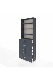 Arges Dolap 4 Raflı 5 Çekmeceli 88x30x243 Antrasit-Antrasit