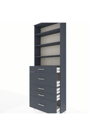 Arges Dolap 4 Raflı 5 Çekmeceli 88x30x243 Antrasit-Antrasit