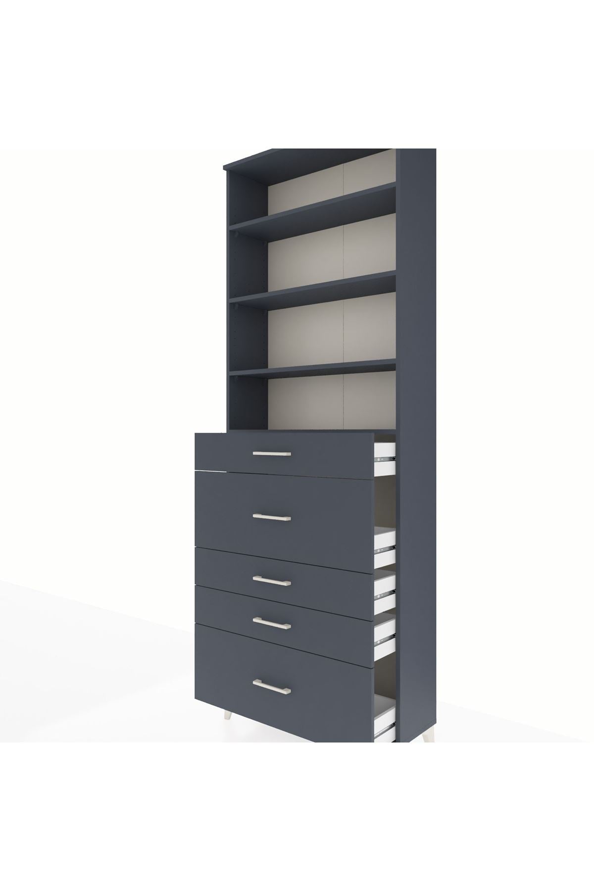 Arges Dolap 4 Raflı 5 Çekmeceli 88x30x243 - S33M160V5A