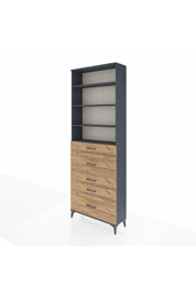 Arges Dolap 4 Raflı 5 Çekmeceli 88x30x243 Antrasit-Çam