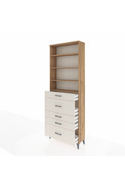 Arges Dolap 4 Raflı 5 Çekmeceli 88x30x243 Çam-Aytaşı
