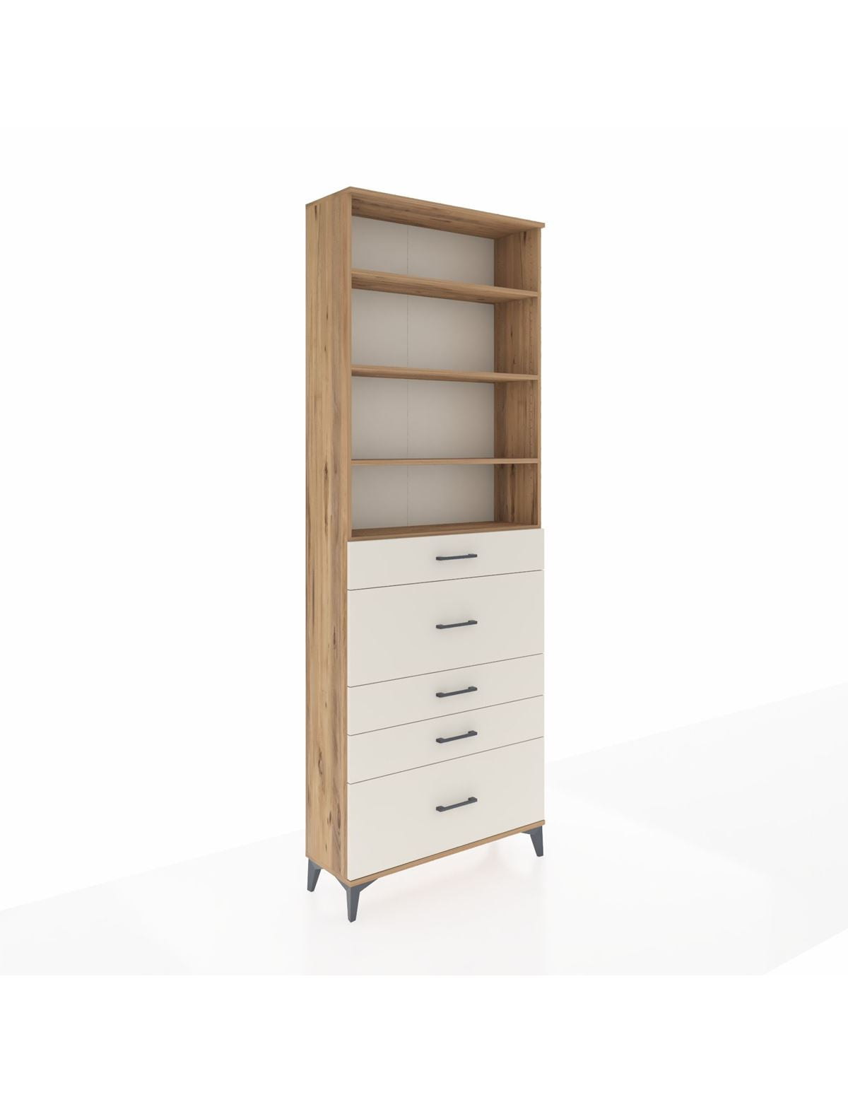 Arges Dolap 4 Raflı 5 Çekmeceli 88x30x243 Çam-Aytaşı