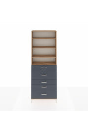 Arges Dolap 4 Raflı 5 Çekmeceli 88x30x243 Çam-Antrasit