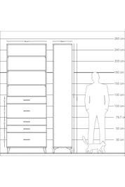 Arges Dolap 4 Raflı 5 Çekmeceli 88x30x243 Çam-Aytaşı