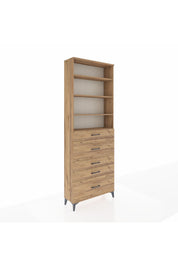 Arges Dolap 4 Raflı 5 Çekmeceli 88x30x243 Çam-Çam